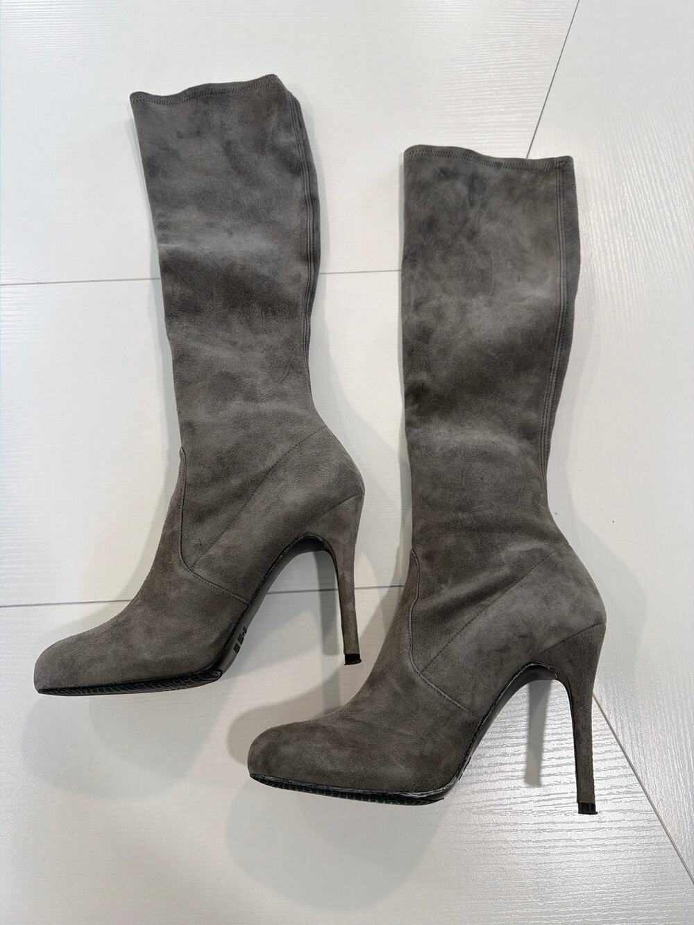Stuart Weitzman Spectable Boots Fog Gray Suede Size 7